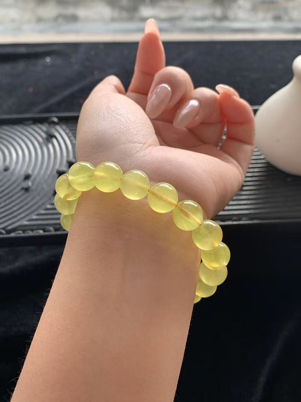 Gold Prehnite Bracelet (10mm+)