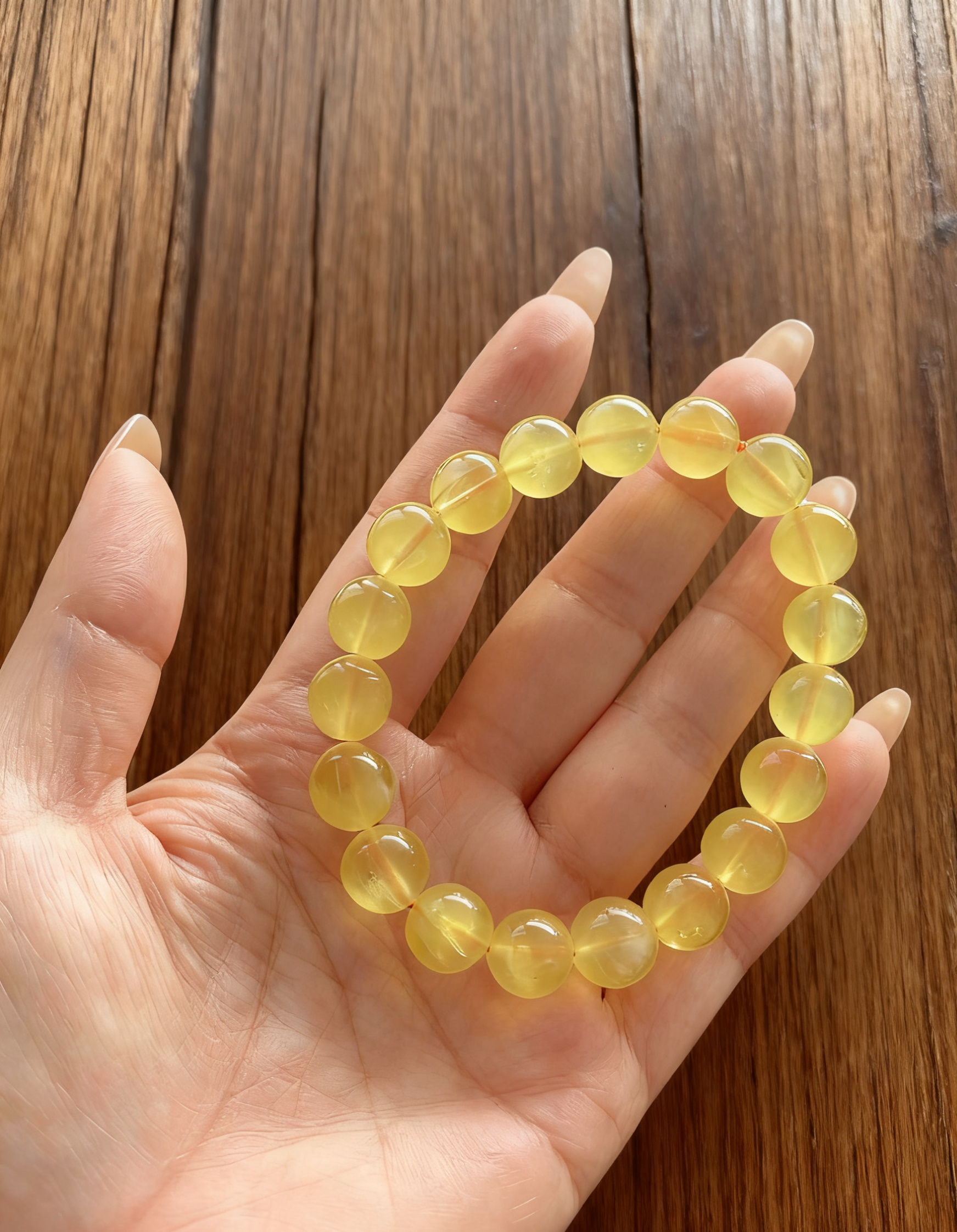 Gold Prehnite Bracelet (10mm+)