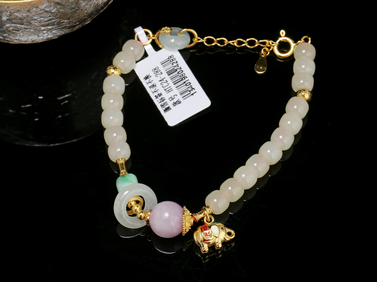 S925 Hetian Jade Lotus Root Powder Bracelet