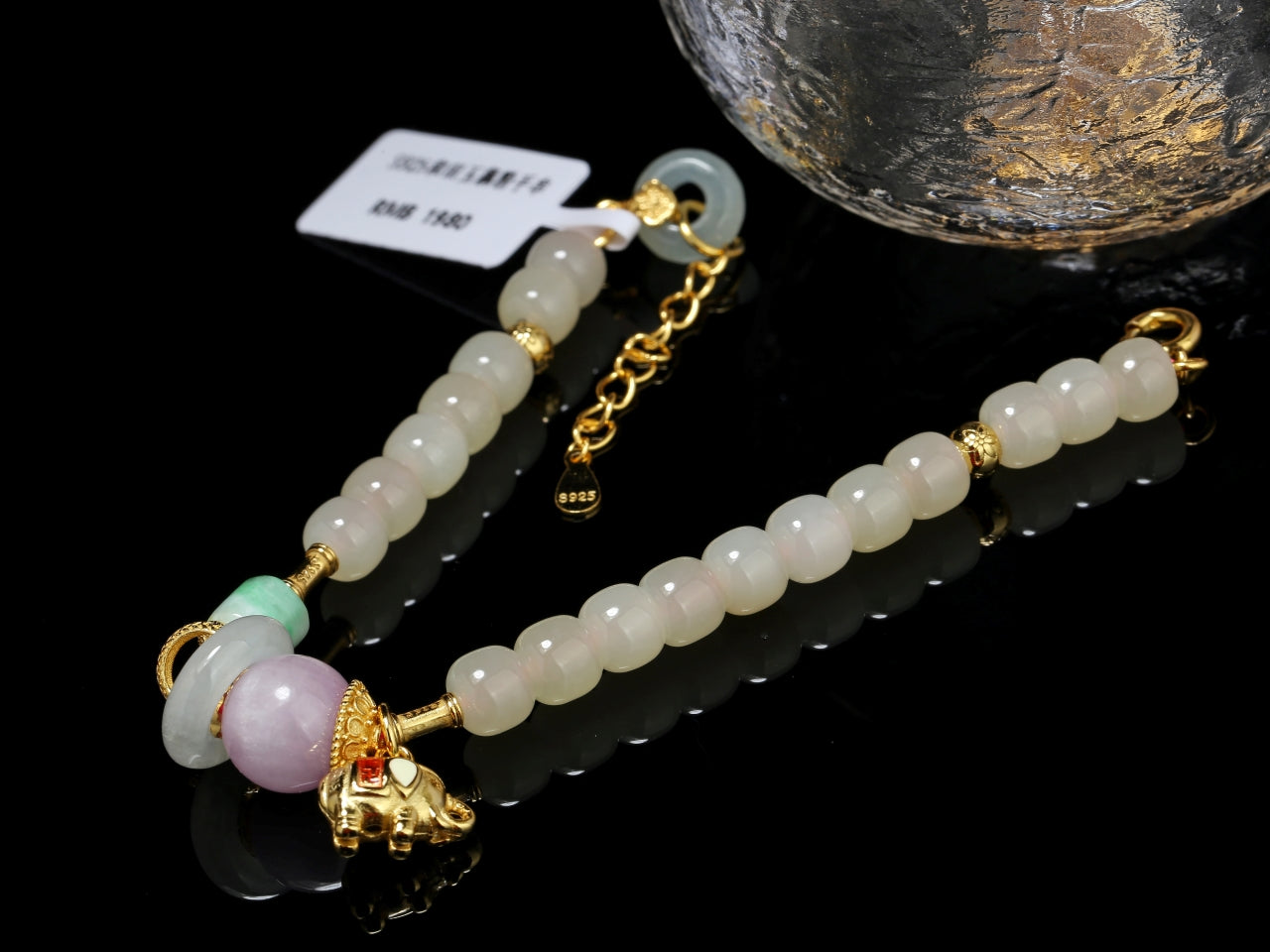 S925 Hetian Jade Lotus Root Powder Bracelet