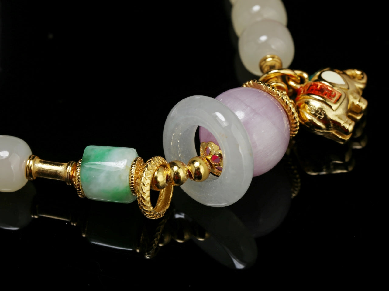 S925 Hetian Jade Lotus Root Powder Bracelet
