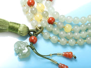 Natural Hetian 108-Bead Necklace | Long Fringe Pendant Lariat