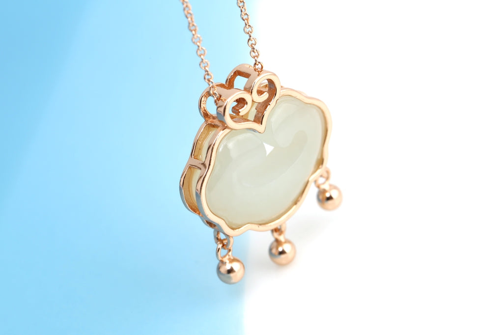 Natural Hetian Yu Jade "Ruyi Lock" Pendant | Talisman of Protection & Peace