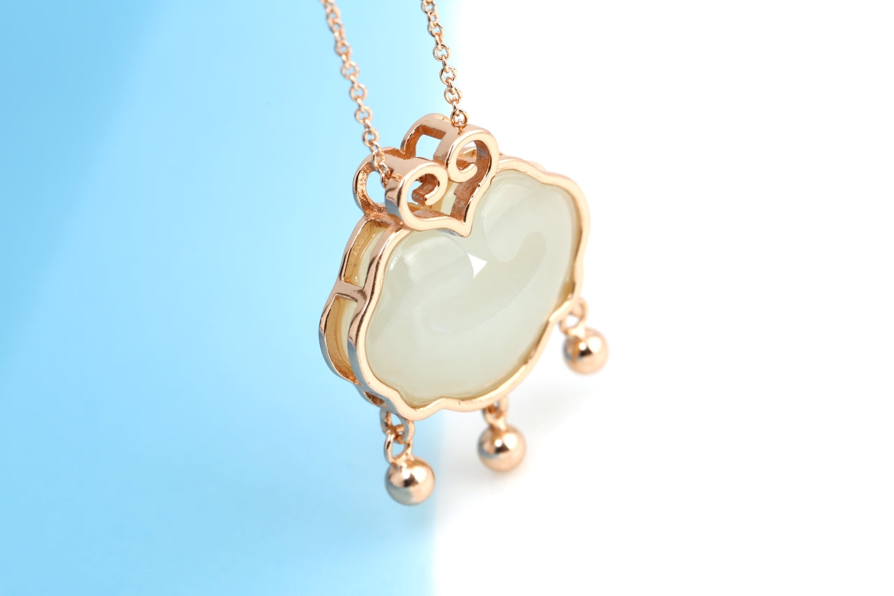 Natural Hetian Yu Jade "Ruyi Lock" Pendant | Talisman of Protection & Peace