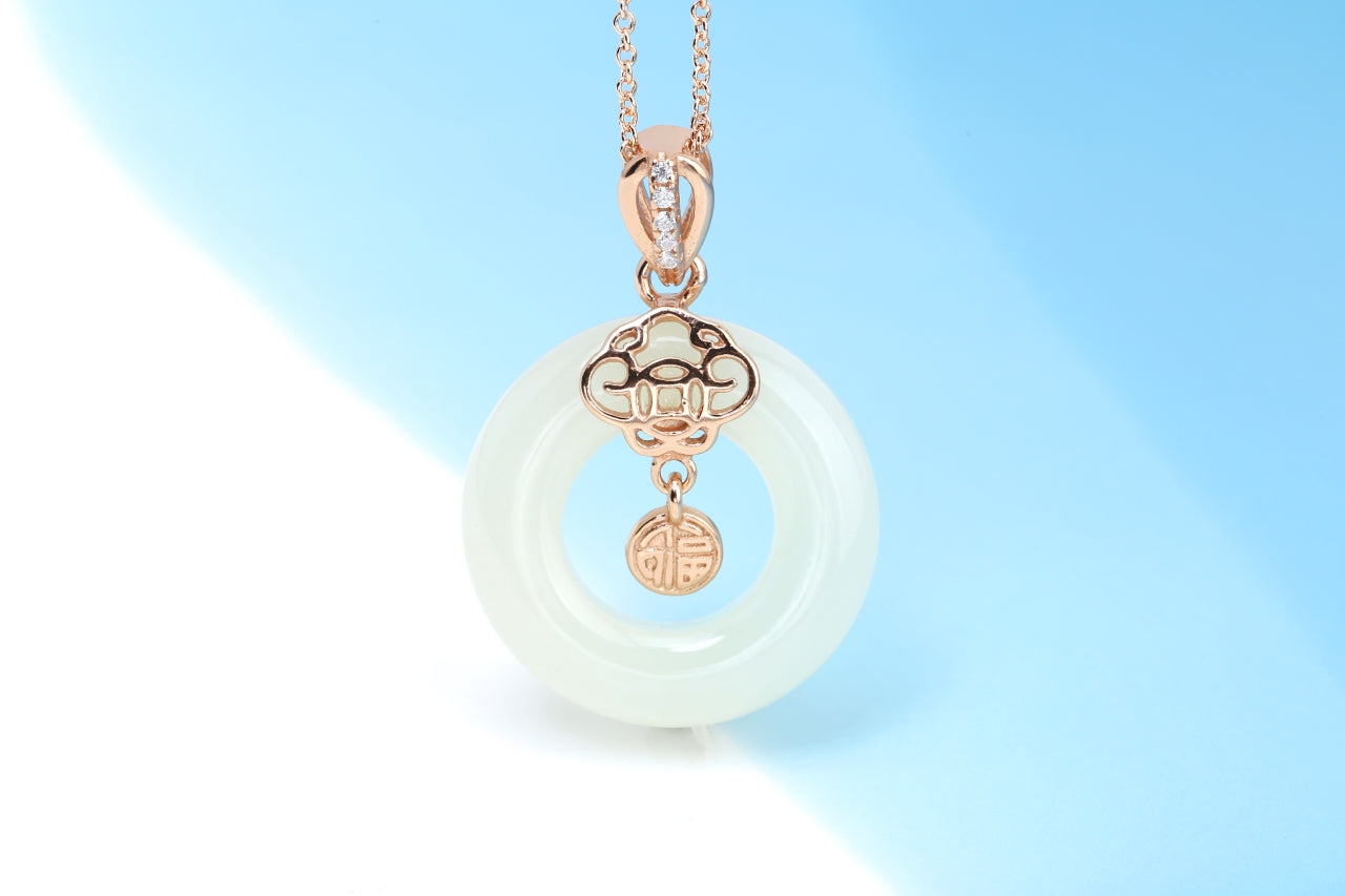 Natural Hetian Yu Jade "Ping An Kou" Pendant | Ancient Talisman of Peace & Protection