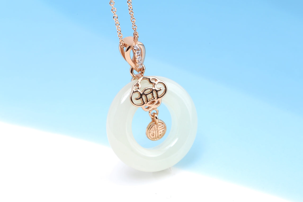 Natural Hetian Yu Jade "Ping An Kou" Pendant | Ancient Talisman of Peace & Protection