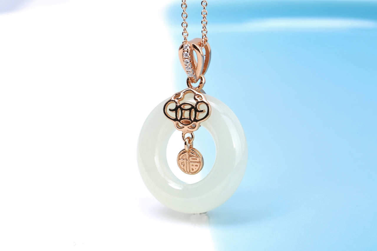 Natural Hetian Yu Jade "Ping An Kou" Pendant | Ancient Talisman of Peace & Protection