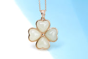 Natural Hetian Jade Four-Leaf Clover Pendant | East-West Lucky Charm