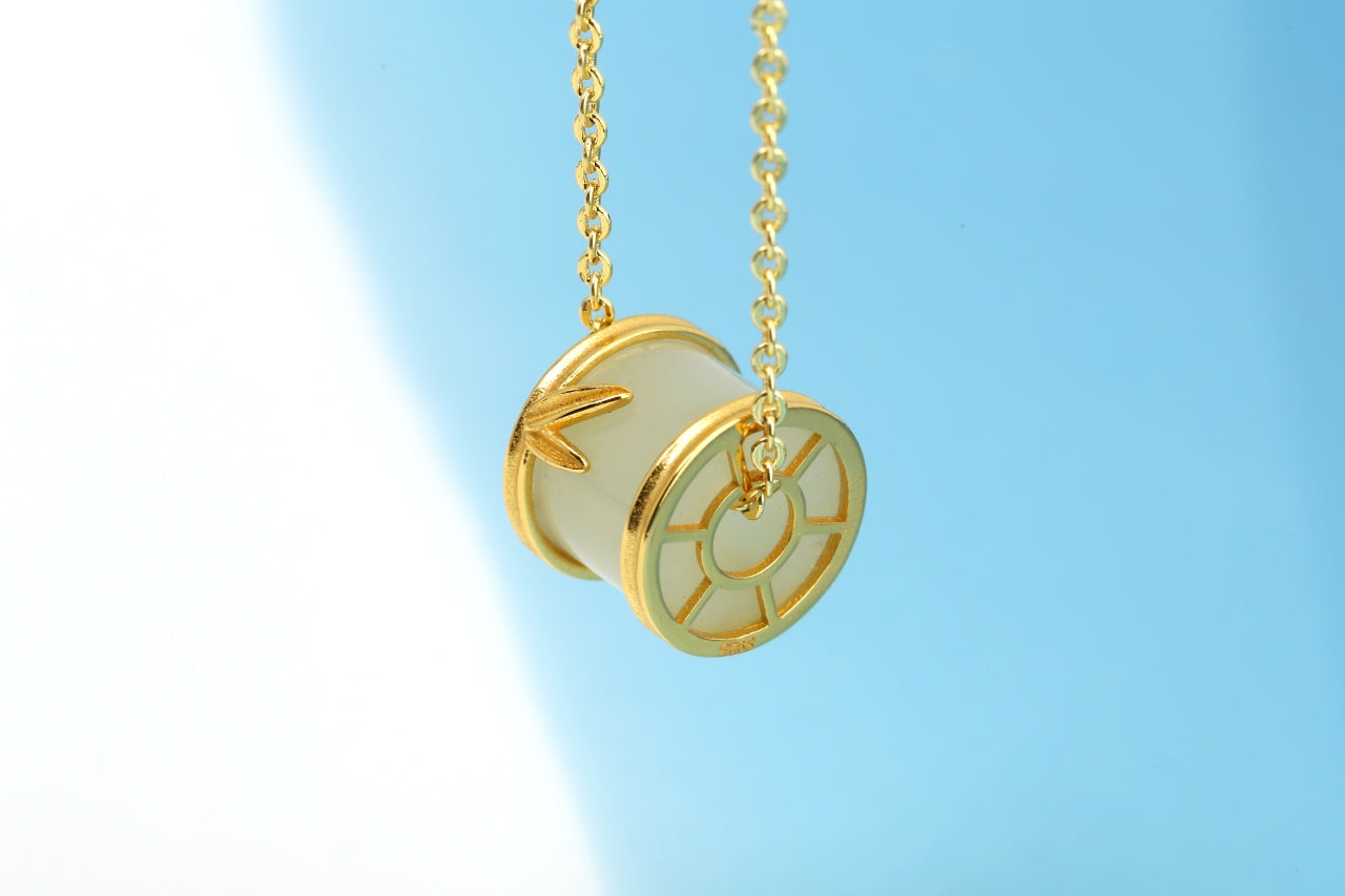 Natural Hetian Yu Jade "Lu Lu Tong" Tube Pendant | Smoothly Rolling for Good Fortune