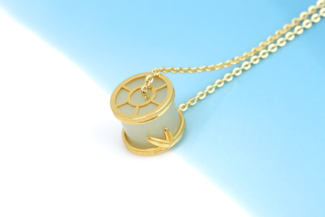 Natural Hetian Yu Jade "Lu Lu Tong" Tube Pendant | Smoothly Rolling for Good Fortune