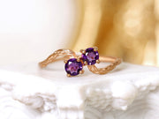 Bohemian Style Double Amethyst Ring in Gold - Symbol of Intuition & Bohemian Elegance