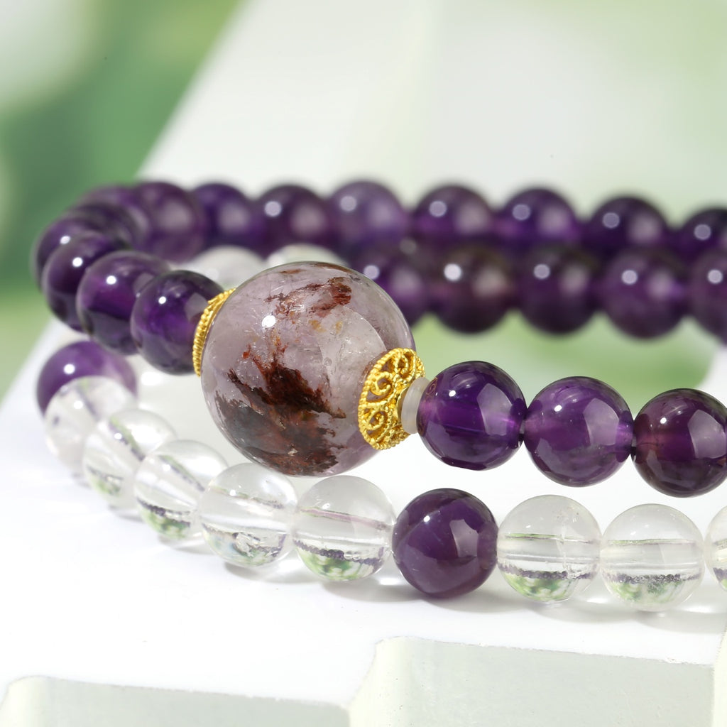 Double - Layer Amethyst Bracelet: Unleash Spiritual Elegance and Positive Energy