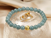 blue water round bead jadeite bracelet.