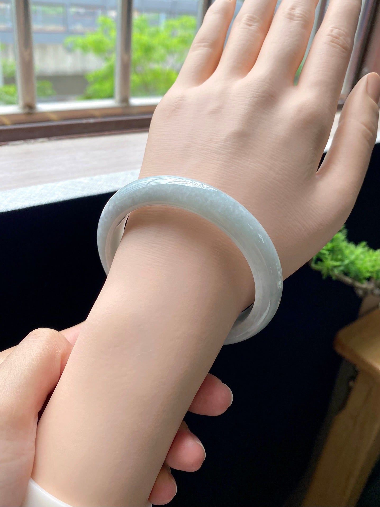 White Moonlight Round Bangle (Finished, Perfect Quality)