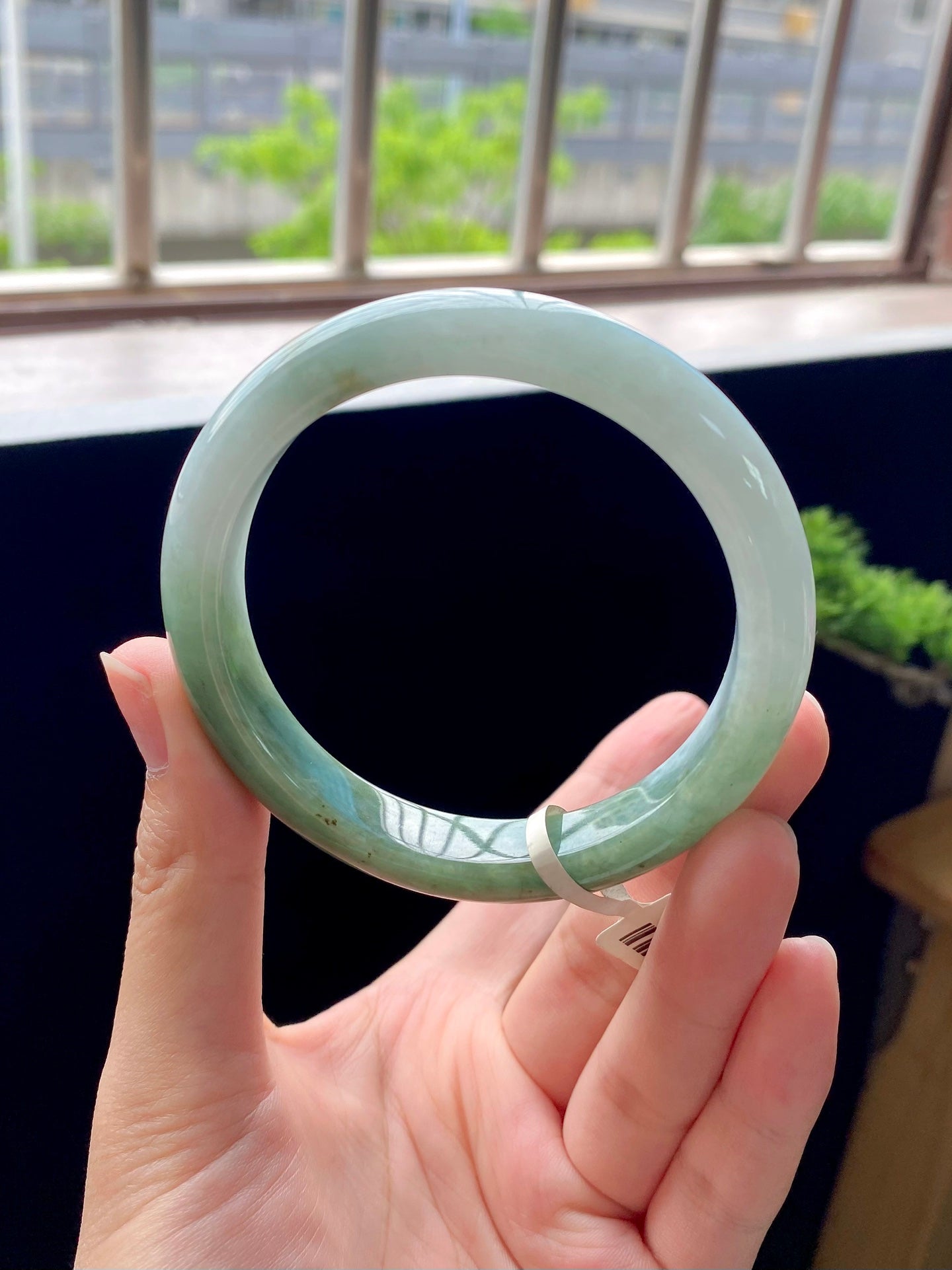 Lake Green HalfMountain Half Water Round Bangle (Finished, Crack Special Offer) | Item No. HY-5467 | Size O8.4-11.6-8.4