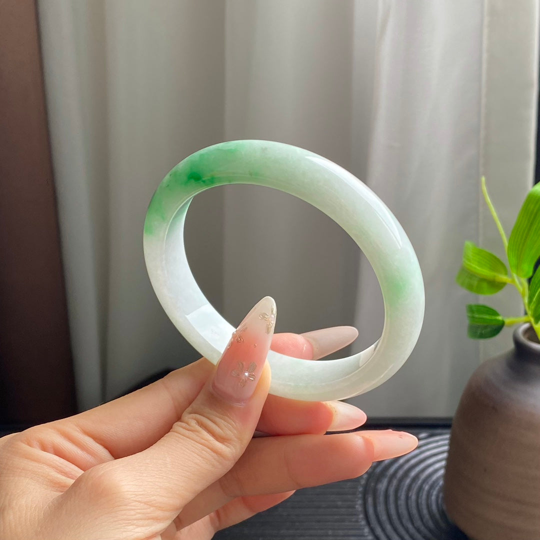 A Touch of Floral Jadeite Bangle