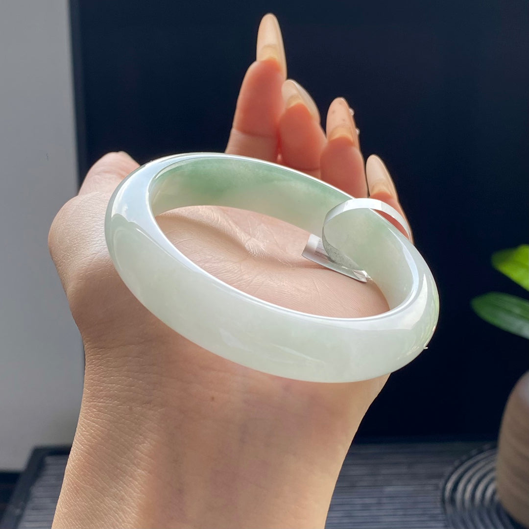 Half-Mountain-Half-Water Jadeite Bangle