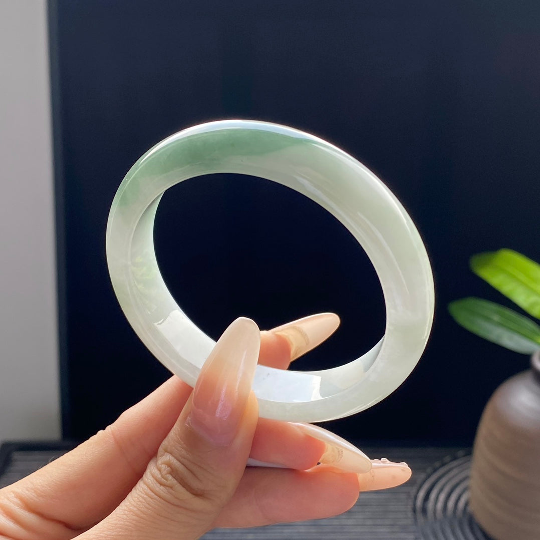 Half-Mountain-Half-Water Jadeite Bangle
