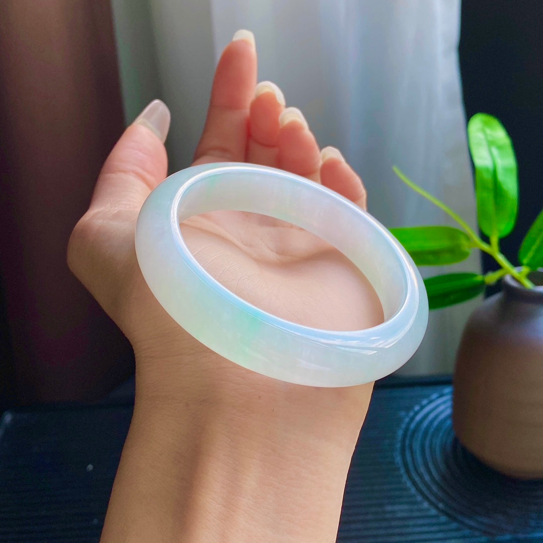 Jadeite Bangle with Drifting Green and Excellent Translucency