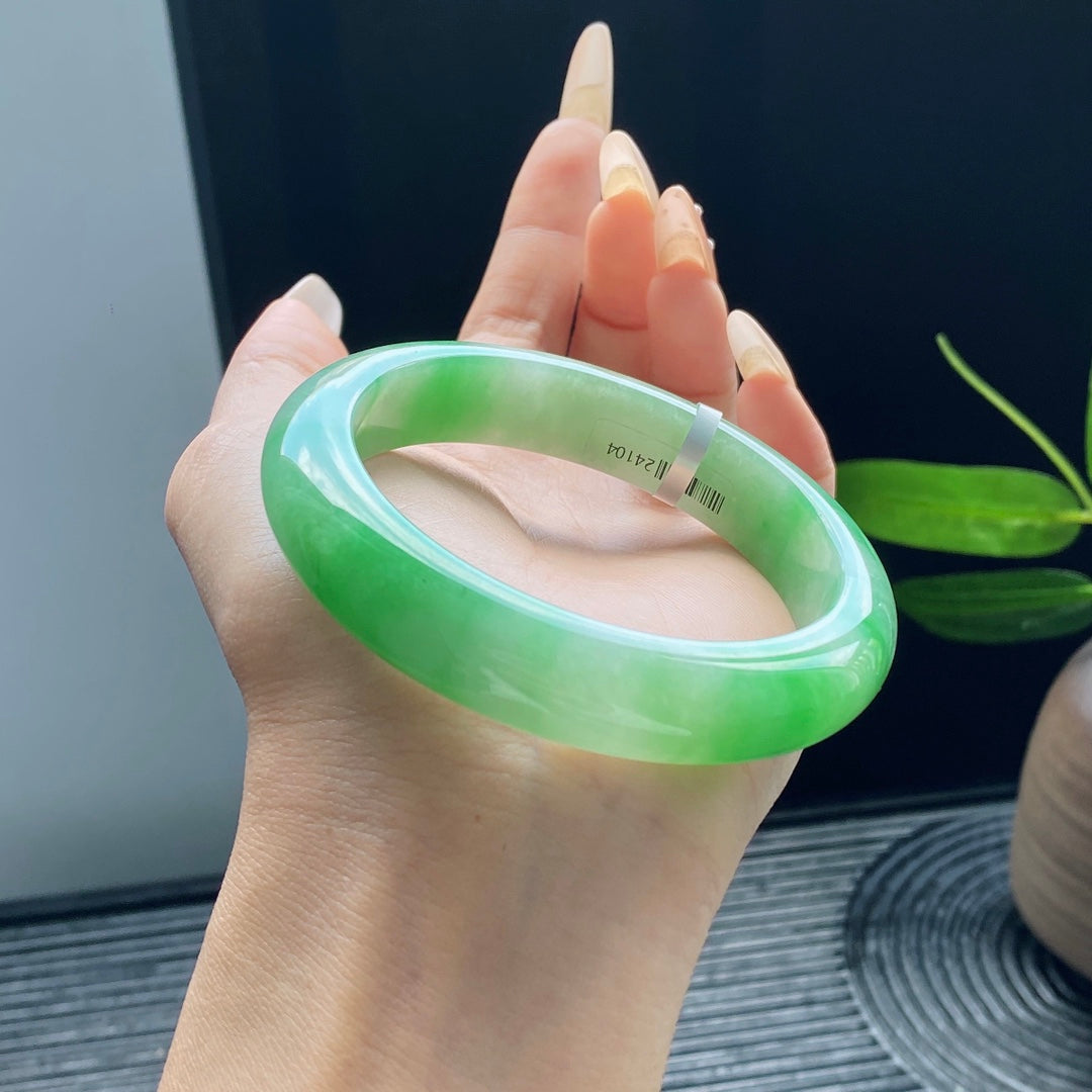 Jadeite Bangle with Floating Vivid Green