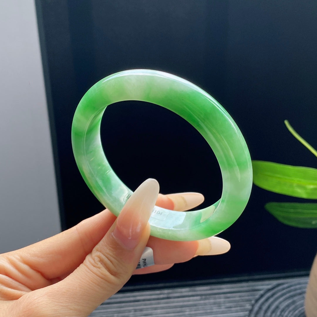 Jadeite Bangle with Floating Vivid Green