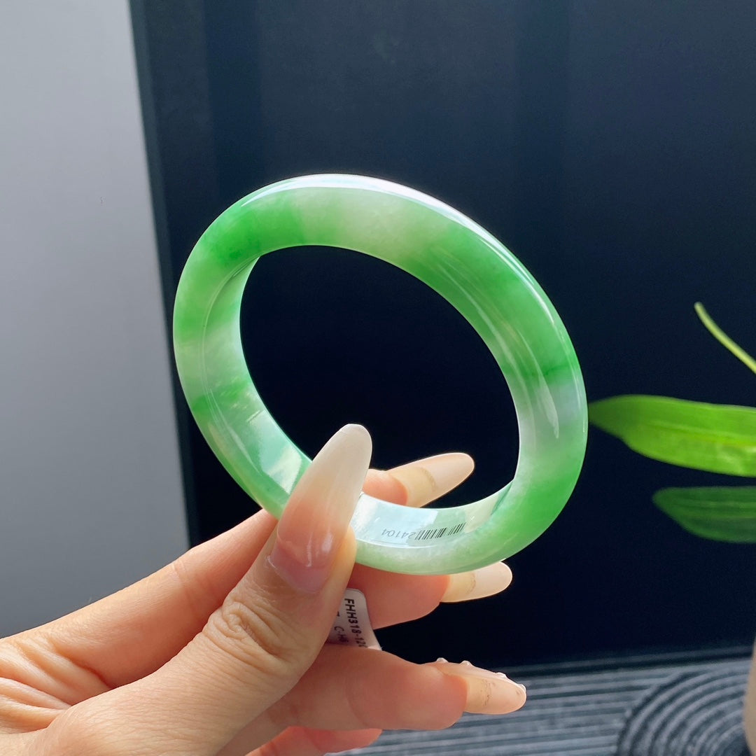 Jadeite Bangle with Floating Vivid Green