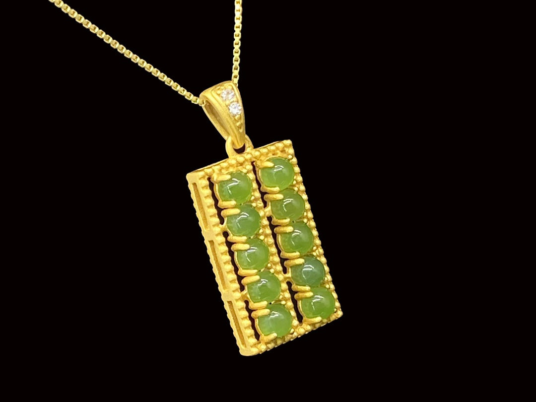 Sterling Silver & Hetian Jade Abacus Pendant