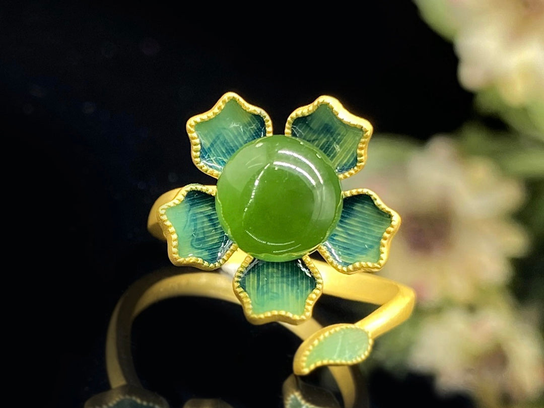 Sterling Silver & Hetian Jade Ring
