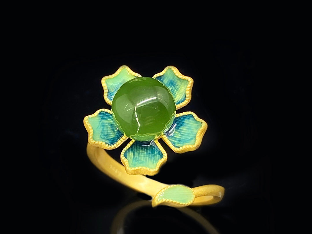 Sterling Silver & Hetian Jade Ring