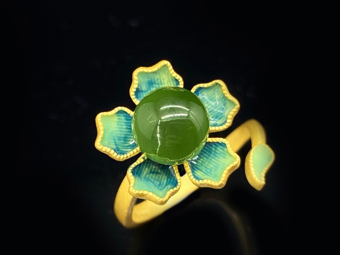 Sterling Silver & Hetian Jade Ring