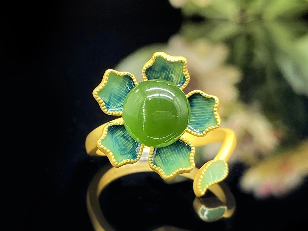 Sterling Silver & Hetian Jade Ring