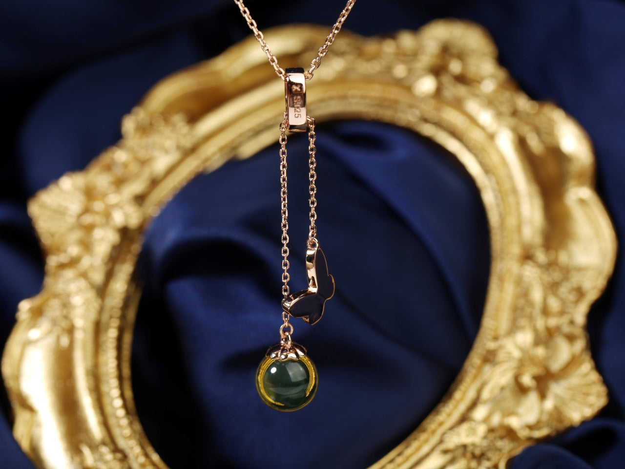 Sterling Silver Lightning-Shape Blue Platinum Necklace