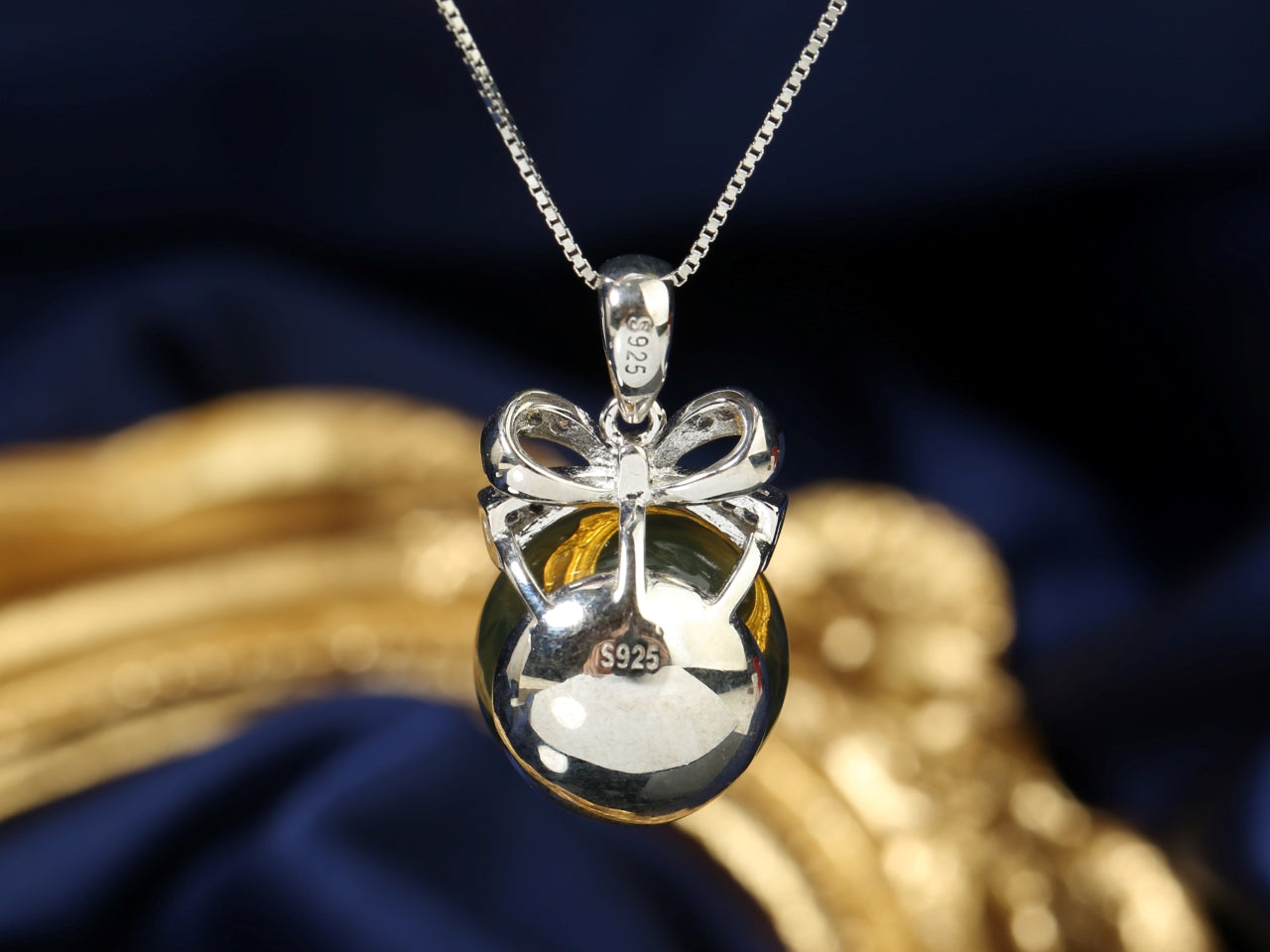 S925 Silver Blue Amber Necklace