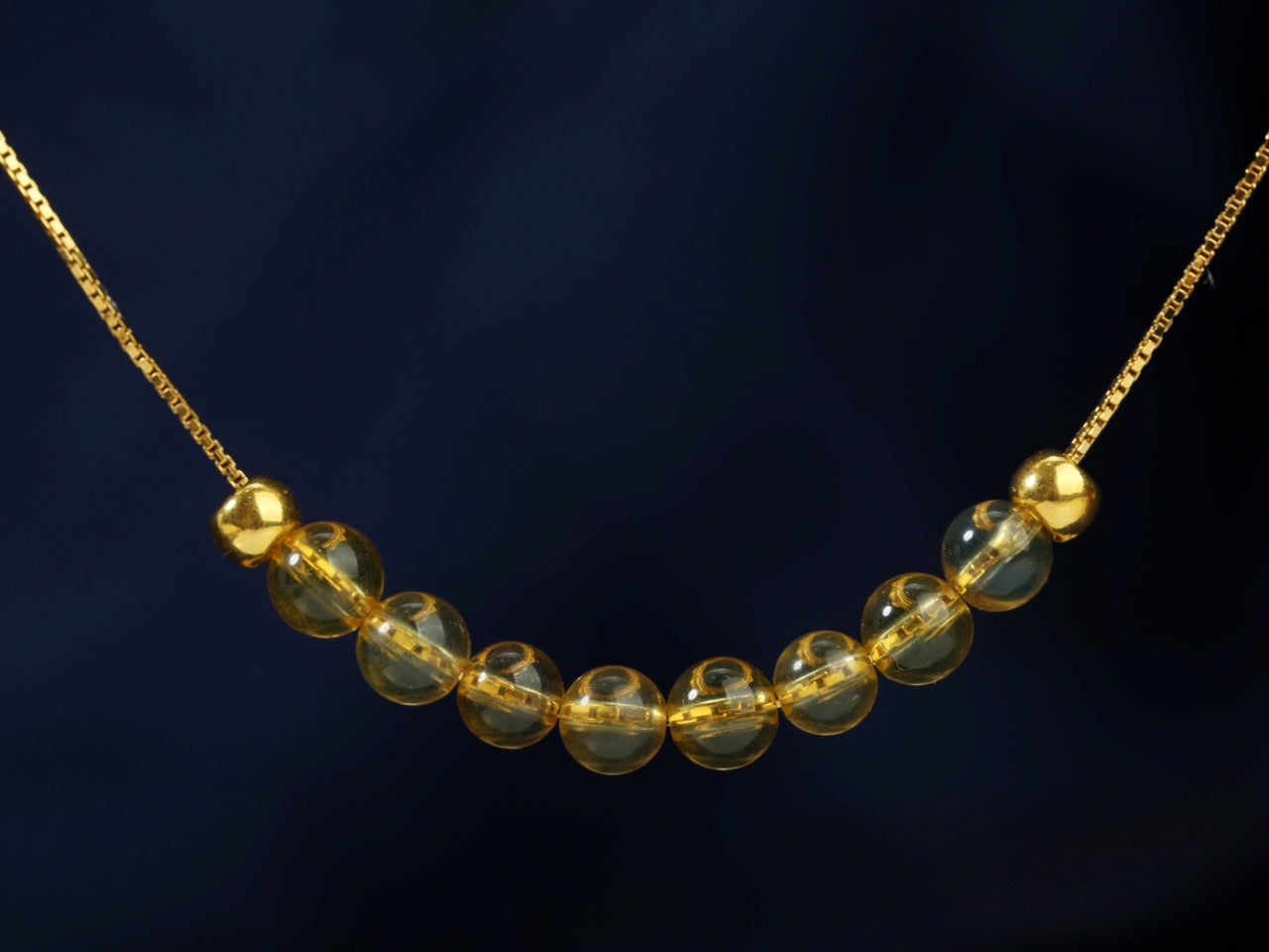Solid Gold Blue Amber Necklace