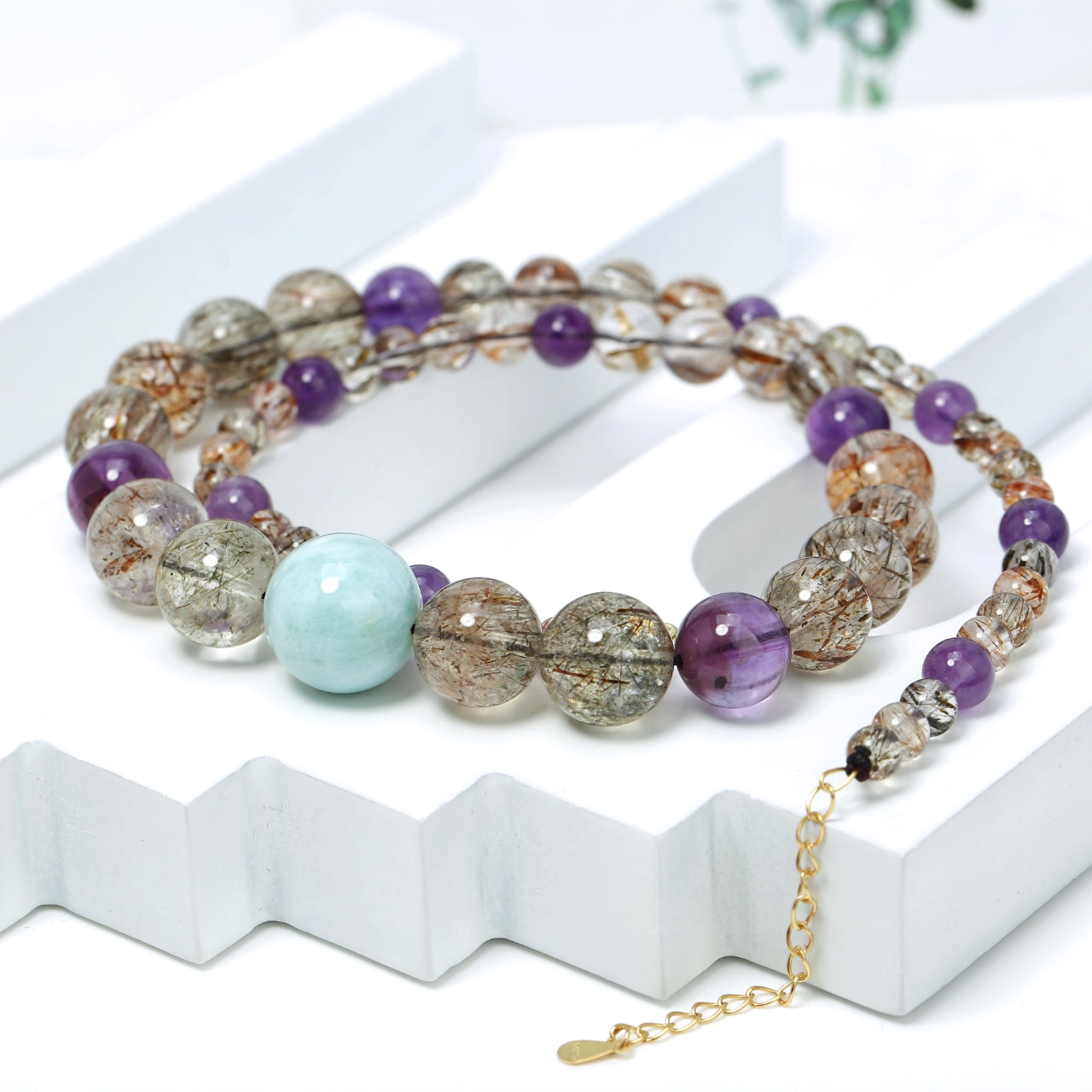 S925 Silver Multi - Gem Crystal Necklace