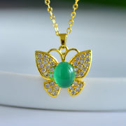 Inlaid Green Chalcedony Pendant