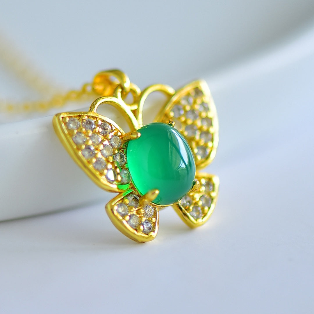 Inlaid Green Chalcedony Pendant