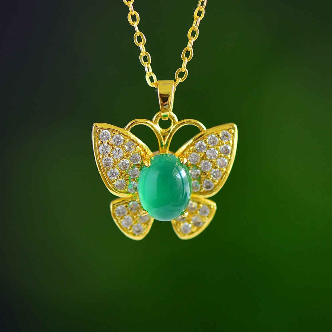 Inlaid Green Chalcedony Pendant