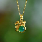 Inlaid Green Chalcedony Pendant