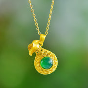 Inlaid Green Chalcedony Pendant