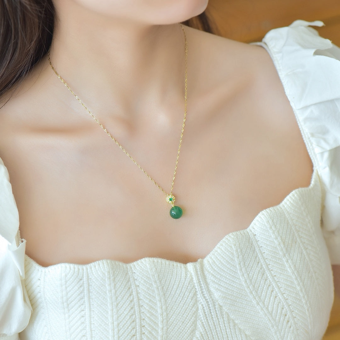 Inlaid Green Chalcedony Pendant