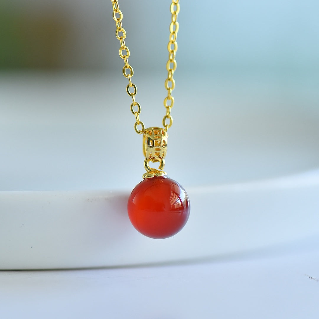 Inlaid Red Chalcedony Pendant