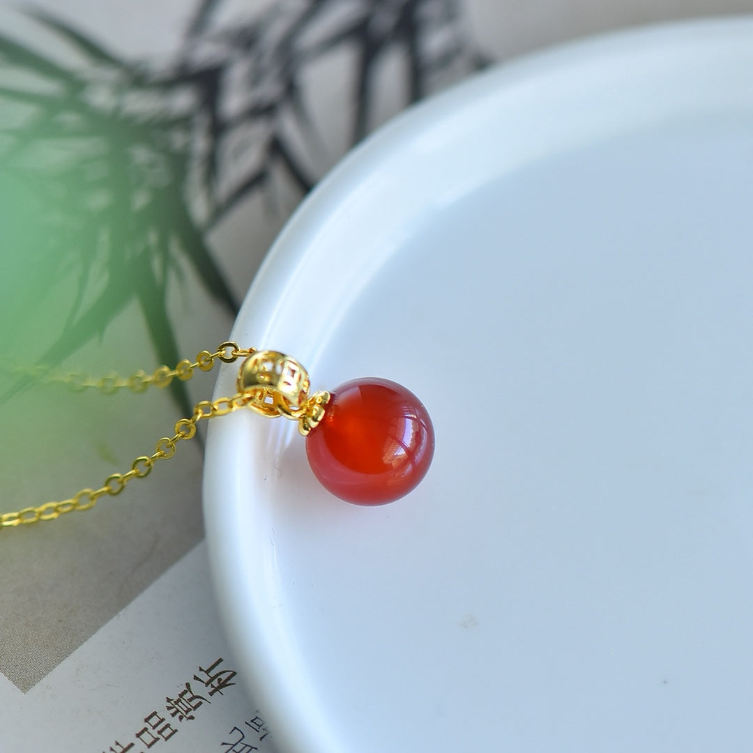 Inlaid Red Chalcedony Pendant