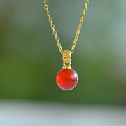 Inlaid Red Chalcedony Pendant