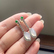 18K White Icy Jadeite Earrings
