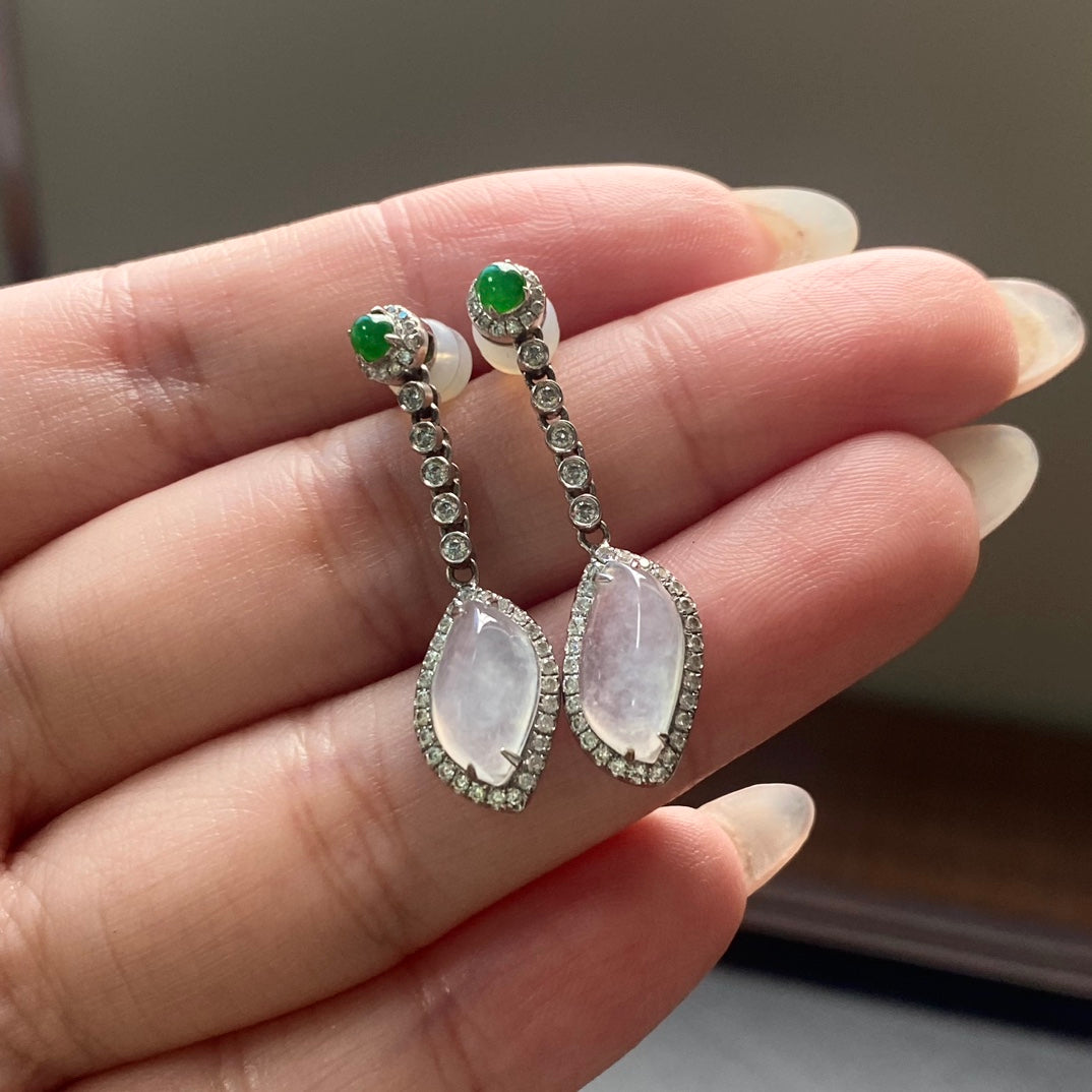 18K White Icy Jadeite Earrings