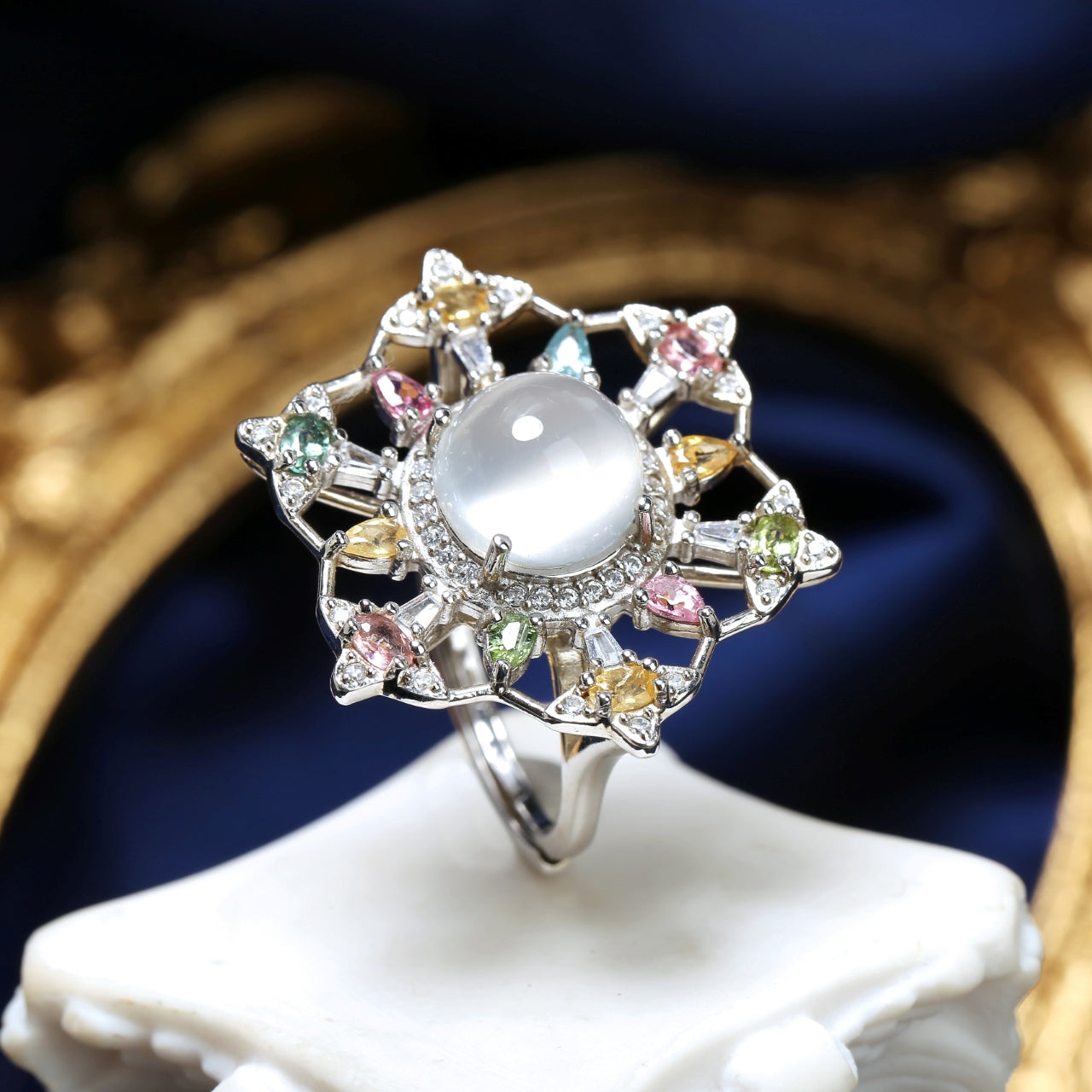 S925 Silver Blue Moonstone Ring