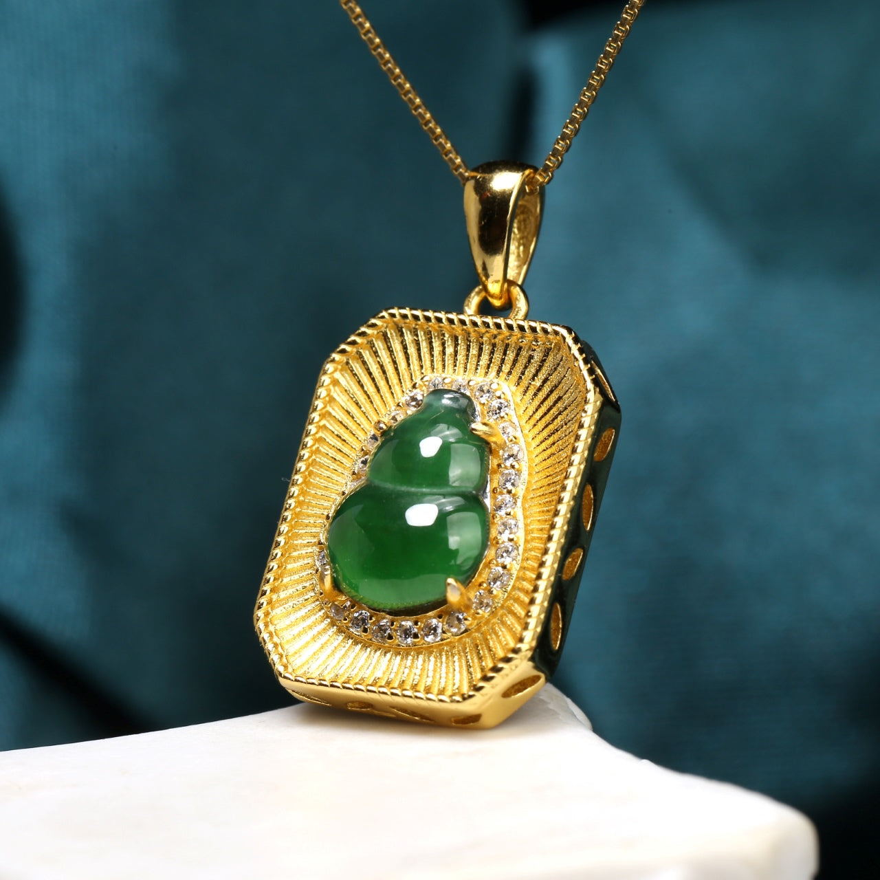 S925 Sterling Silver Jadeite Pendant