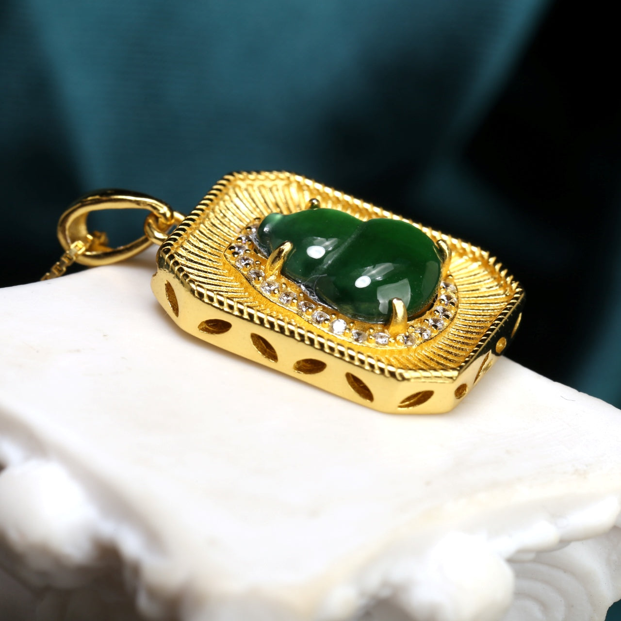 S925 Sterling Silver Jadeite Pendant