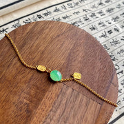 18K Gold Fruit Green Jadeite Cabochon Bracelet